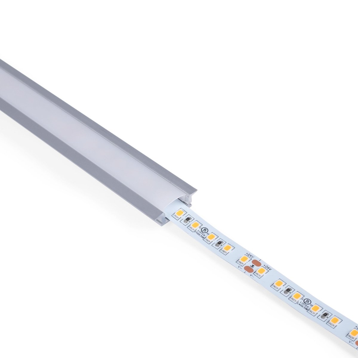 Perfil de aluminio de empotrar - Kit completo - 24,5 x 7mm - Tira LED hasta 12 mm - 2 metros - Barcelona Led-