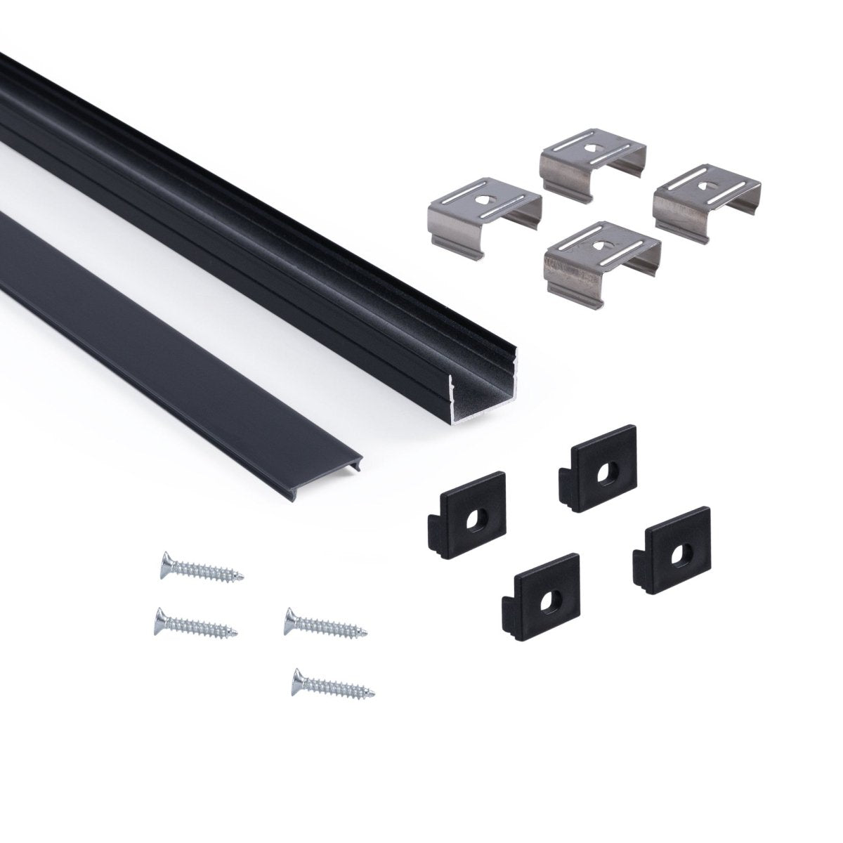 Perfil de aluminio para tira LED con difusor - Superficie - Kit completo - 18 x13mm - Tira LED ≤ 15 mm - 2 metros - Barcelona Led-