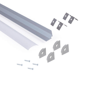 Perfil de aluminio de superficie para esquinas - Con difusor - Kit completo - 20x20mm - Tira LED hasta 10mm - 2 metros (44)