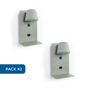Pack x 2 - Aplique de pared para lectura con puerto USB "BASKOP" - 6W - Diseño vertical (41)