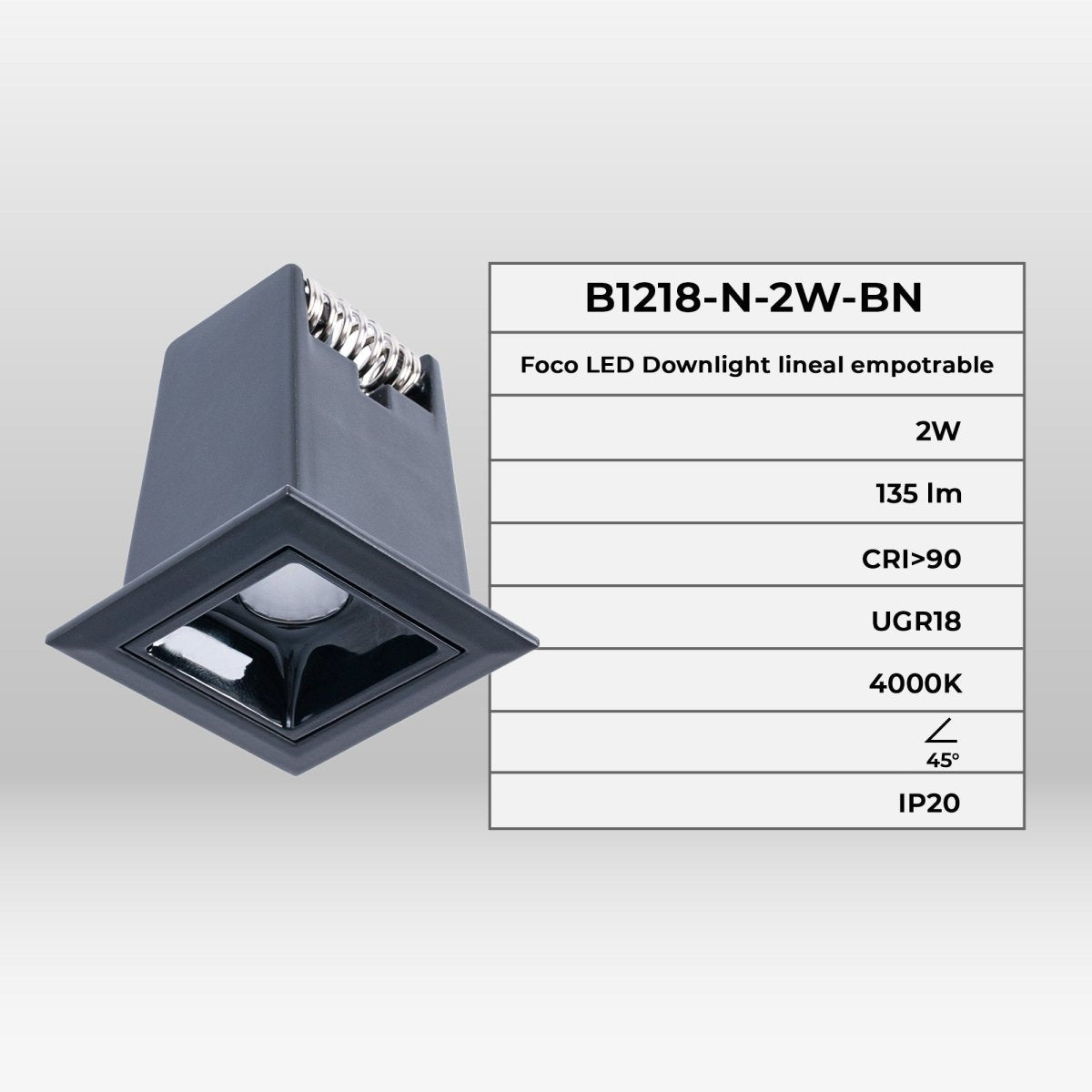 Foco lineal LED empotrable 2W - UGR18 - CRI90 - Chip OSRAM - Barcelona Led-
