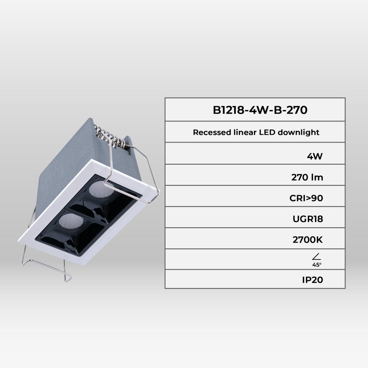 Foco lineal LED empotrable 4W - UGR18 - CRI90 - Chip OSRAM - Barcelona Led-