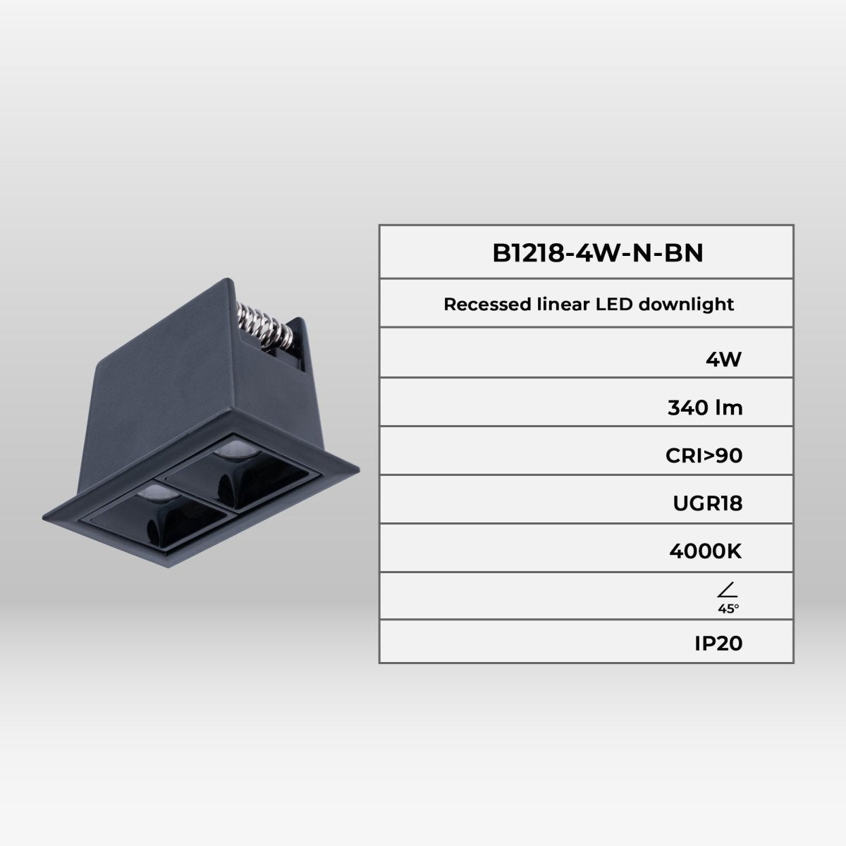 Foco lineal LED empotrable 4W - UGR18 - CRI90 - Chip OSRAM - Barcelona Led-