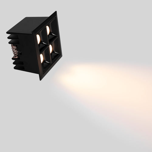 8-W-LED-Einbauleuchte, quadratisch – Schwarz – 4 Leuchten – UGR18 – CRI90 – OSRAM-Chip