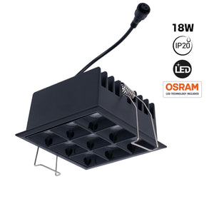Downlight LED cuadrado empotrable 18W - 9 Focos - UGR18 - CRI90 - Chip OSRAM (24)