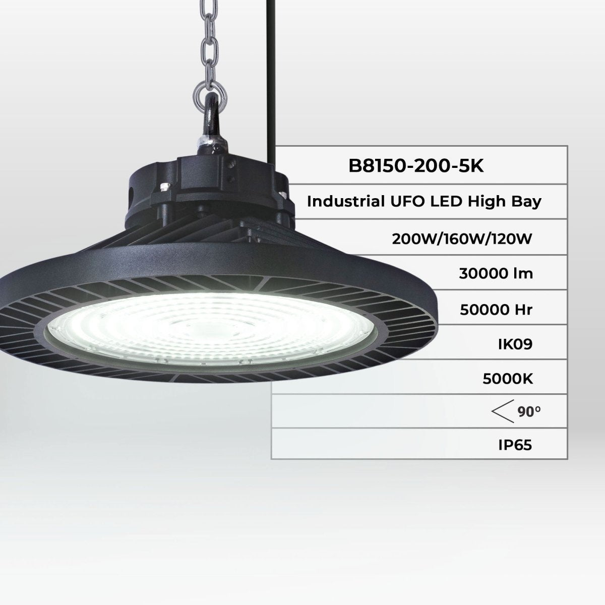 Campana LED industrial - 200W - PHILIPS Lumileds - Driver LIFUD - 5000K - IP65 - 7 años garantía - Barcelona Led-