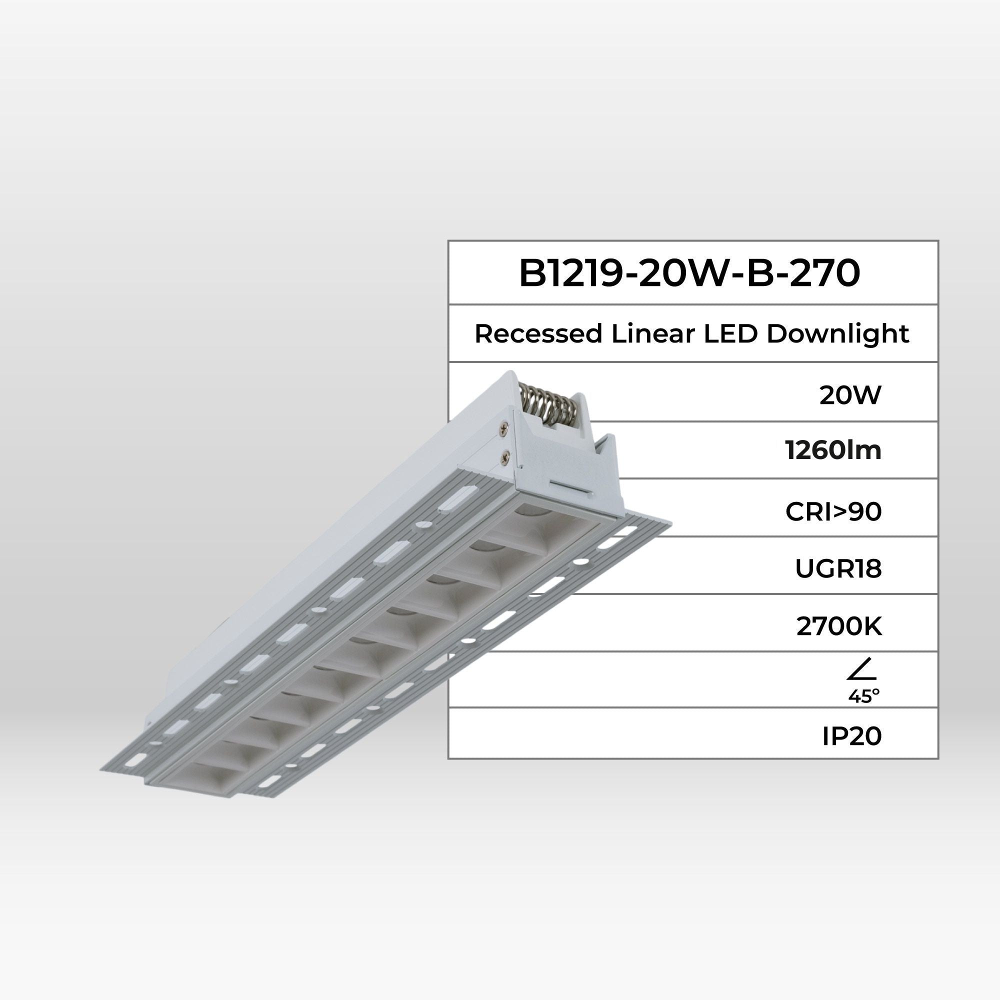 Foco lineal LED trimless / integración - 20W - UGR18 - CRI90 (28)
