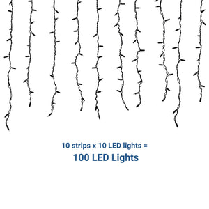 Cortina de luces LED - 1,5m x 90cm - 100 luces - Blanco frío (13)