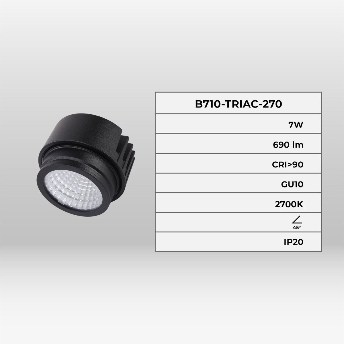 Módulo LED 7W para aro downlight MR16/GU10 - Regulable por TRIAC - 45º - CRI 90 - Barcelona Led-