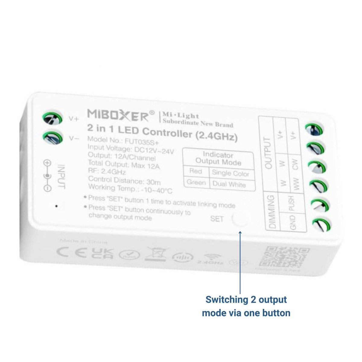 Controlador tira LED 2 en 1- Monocolor - Dual White - 12/24V DC - 2.4G - MiBoxer - FUT035S+ - Barcelona Led-Control y regulación