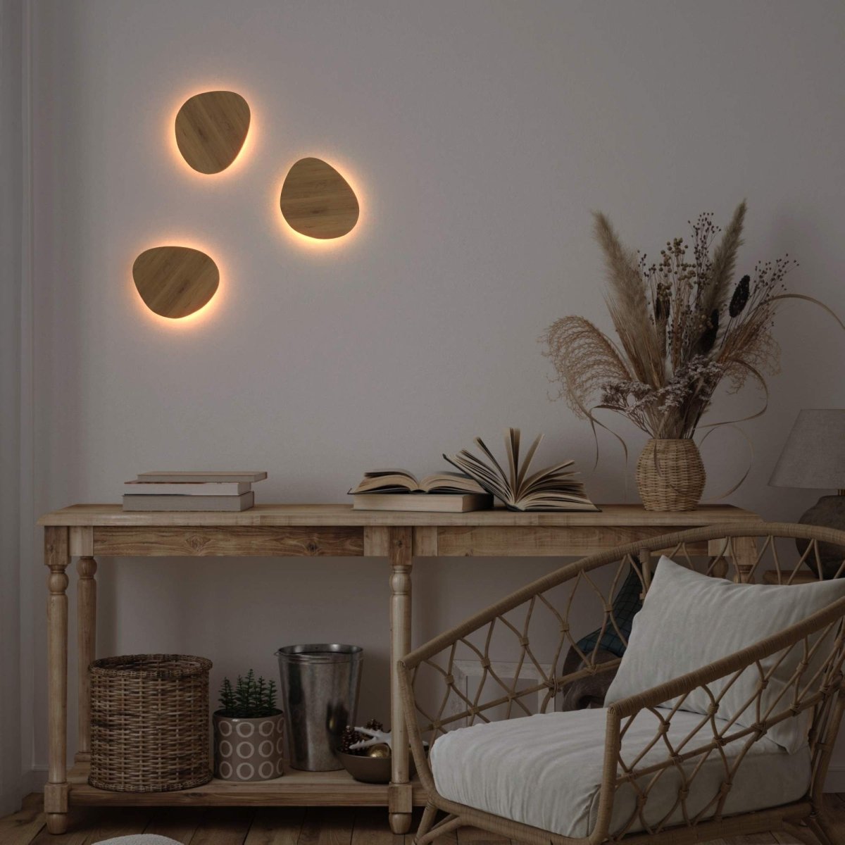 Aplique de pared madera "Eclipse 3" 8W - Luz cálida - Barcelona Led-Decoración