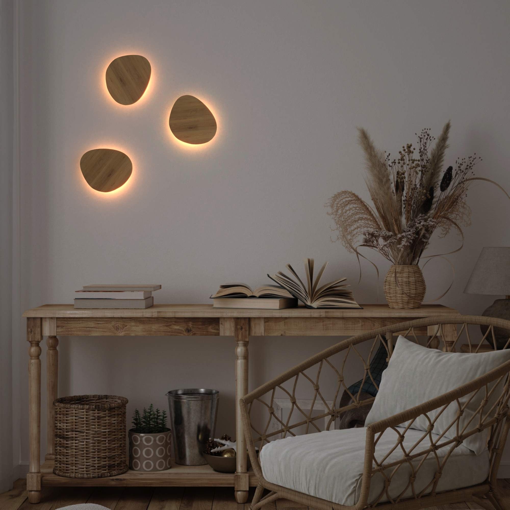 Aplique de pared madera "Eclipse 3" 8W - Luz cálida (1)