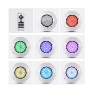 Foco LED para piscina RGB de superficie 12V AC - 24W - Sumergible - Con mando - IP68 (2)