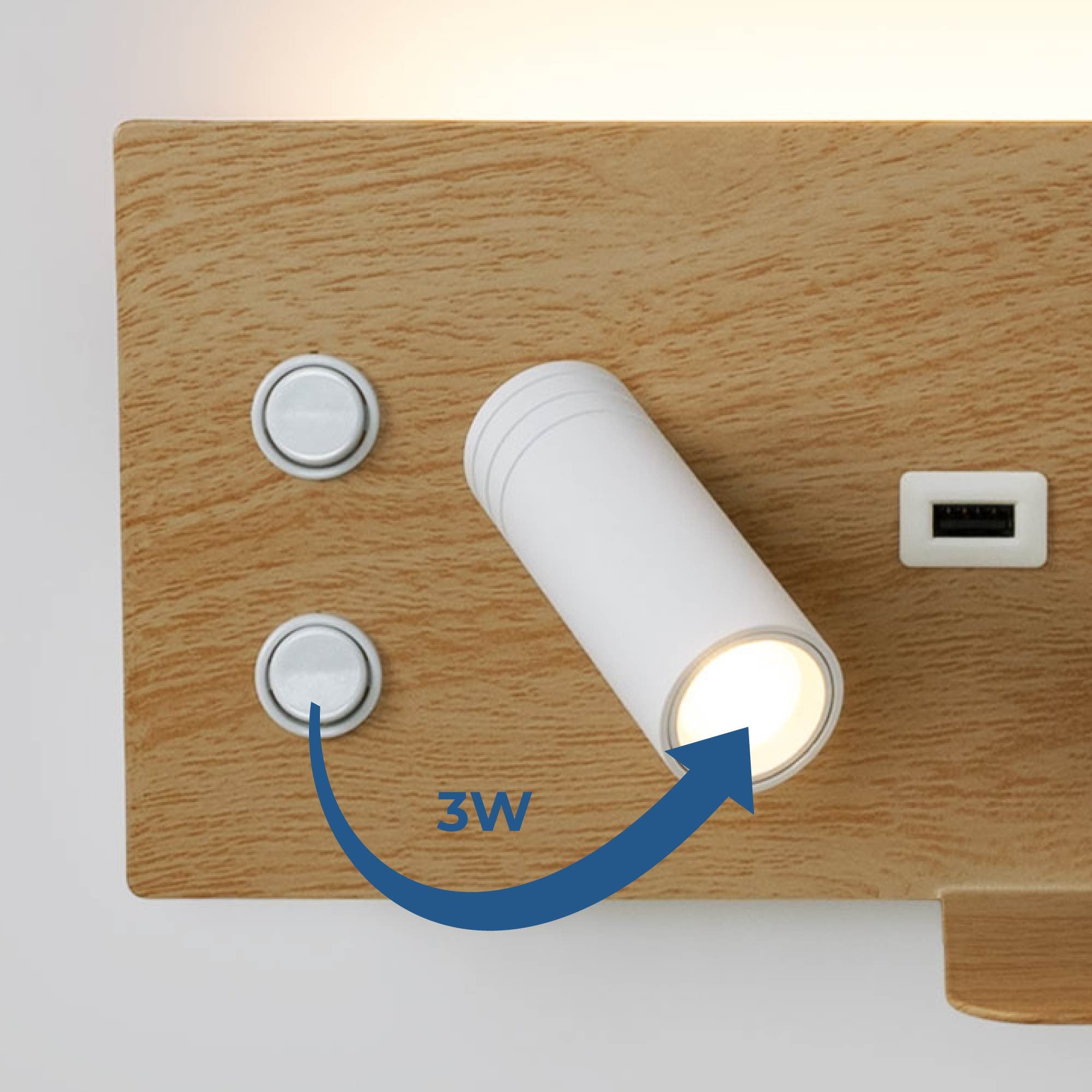 Aplique de pared para lectura con puerto USB "Kerta" - Iluminación doble - 3W+7W (8)