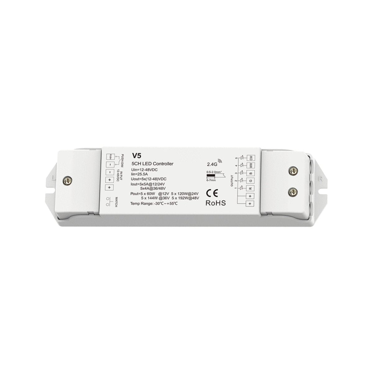 Controlador RGB + CCT 12-48V DC - 25A (5A/canal) - RF 2.4G - PUSH dimmer - Skydance - Barcelona Led-Control y regulación