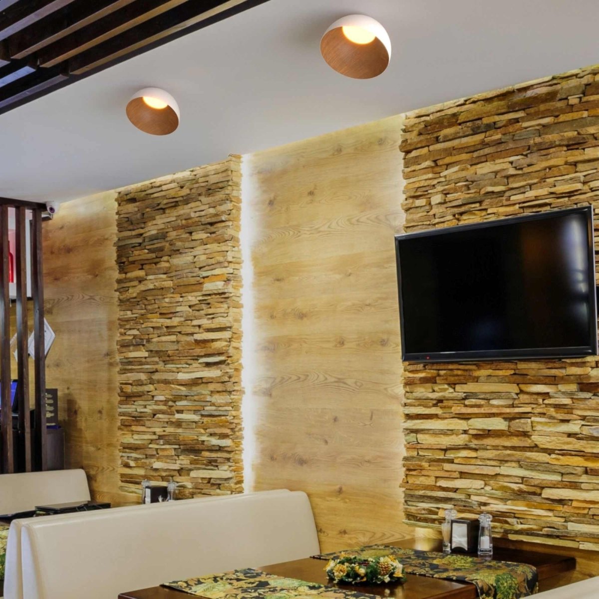 Lámpara de techo LED inclinada CCT 12W - Efecto madera - ø35cm - Barcelona Led-Decoración