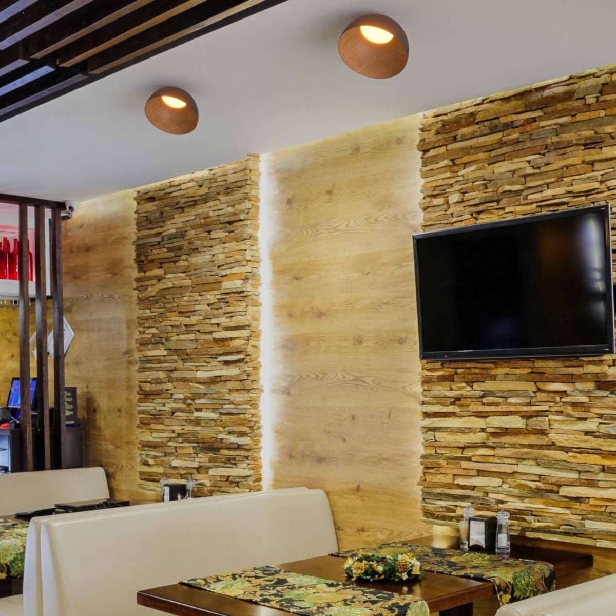Lámpara de techo LED inclinada CCT 12W - Efecto madera - ø35cm - Barcelona Led-Decoración