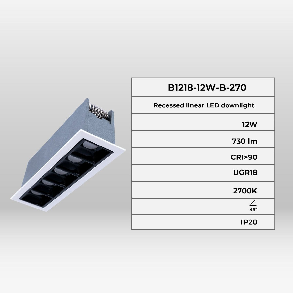 Foco lineal LED empotrable 10W - Chip OSRAM - UGR18 - CRI90 - Barcelona Led-