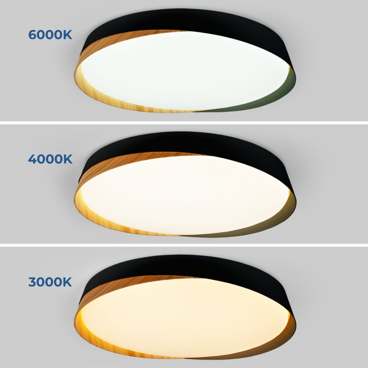 Lámpara de techo LED tipo plafón CCT 36W - Efecto madera - ø50cm - IP22 - Barcelona Led-