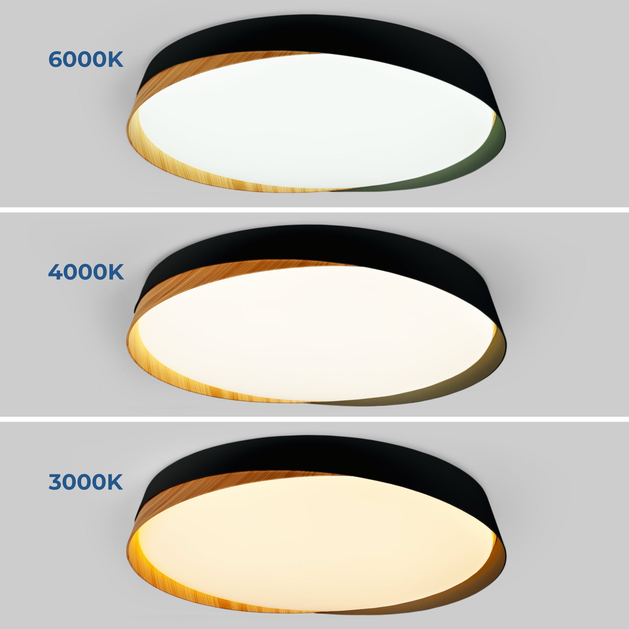 Lámpara de techo LED tipo plafón CCT 36W - Efecto madera - ø50cm - IP22 (28)