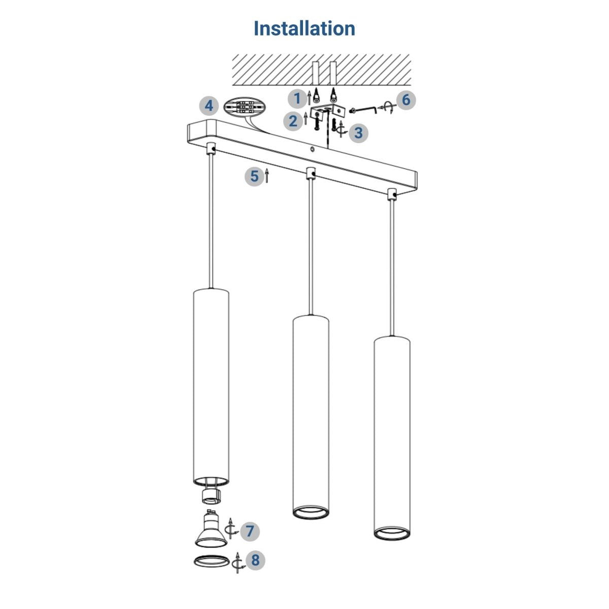 Lámpara colgante triple minimalista "Bila 3" - GU10 - Barcelona Led-Decoración