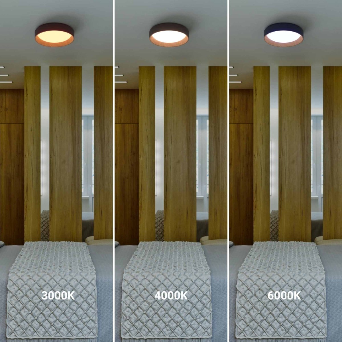 Lámpara de techo LED tipo plafón CCT 24W - Efecto madera - Ø40cm - Barcelona Led-