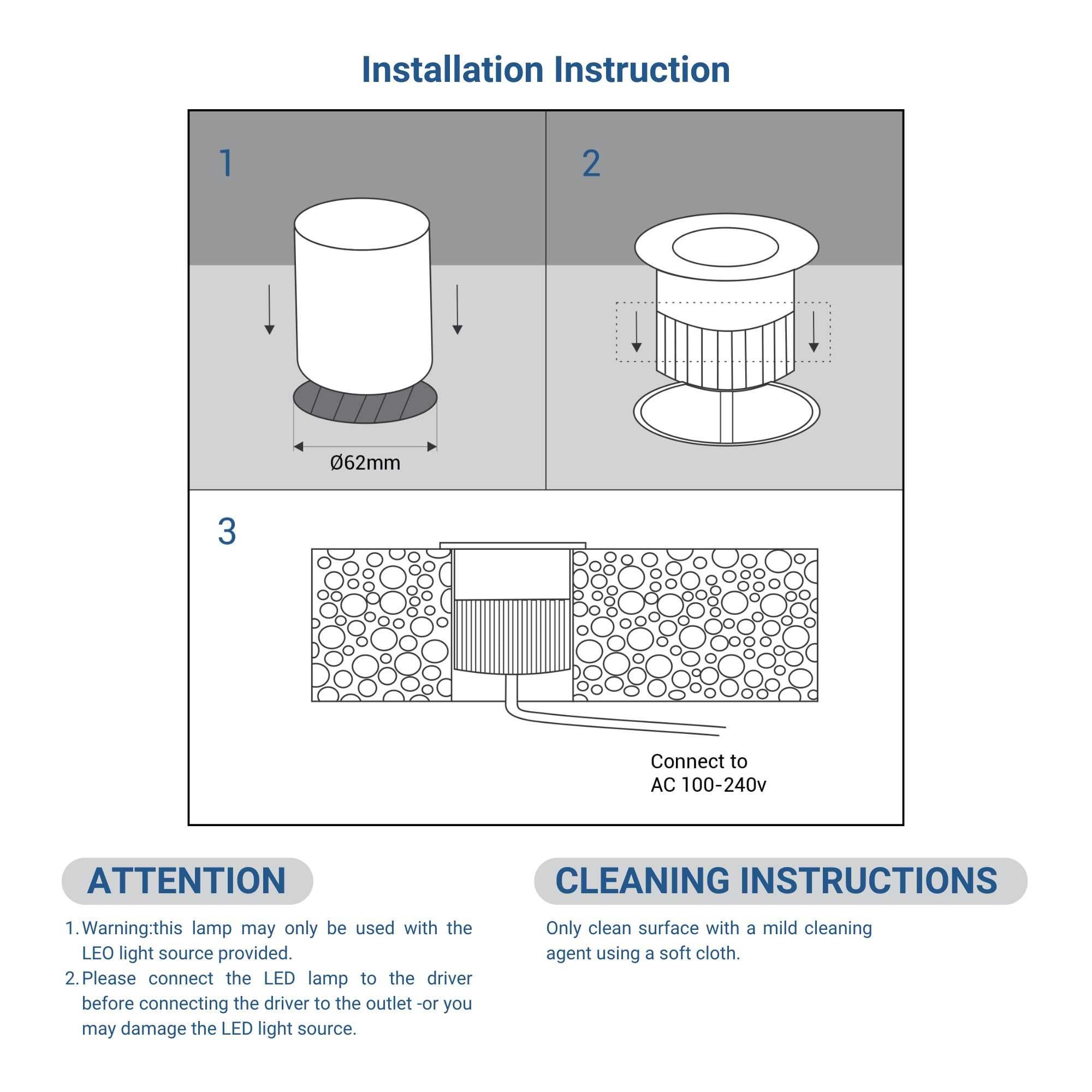 Baliza LED empotrable en suelo 10W - Blanco cálido - IP67 - Color Negro (19)