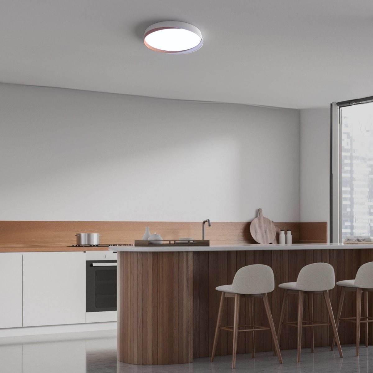 Lámpara de techo LED tipo plafón CCT 36W - Efecto madera - ø50cm - IP22 - Barcelona Led-