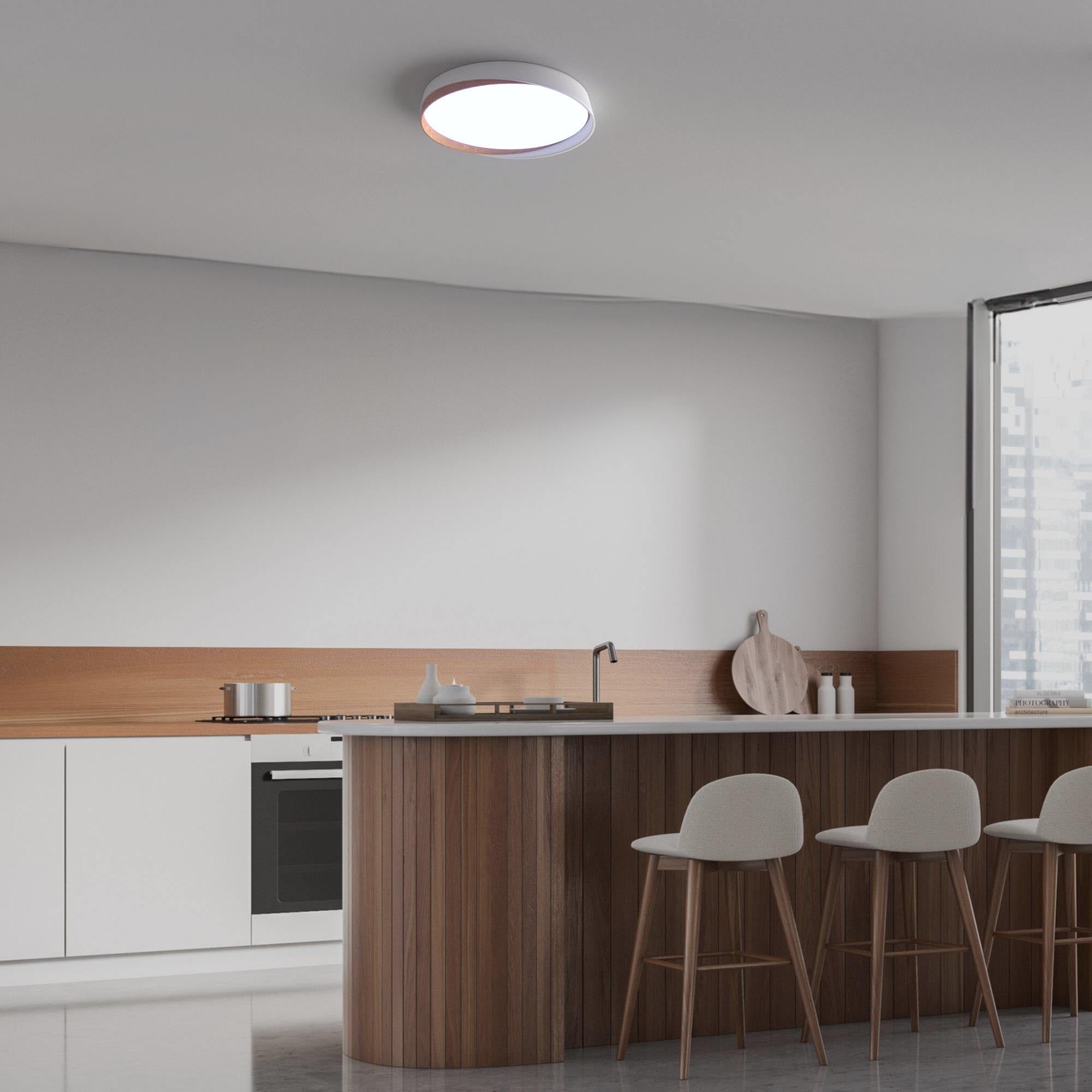 Lámpara de techo LED tipo plafón CCT 36W - Efecto madera - ø50cm - IP22 (31)