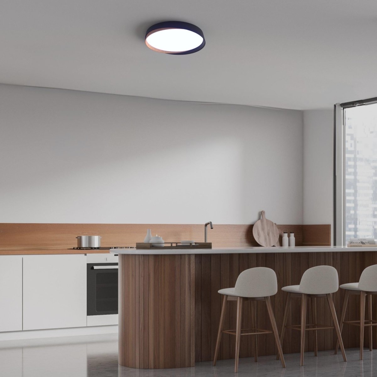 Lámpara de techo LED tipo plafón CCT 36W - Efecto madera - ø50cm - IP22 - Barcelona Led-