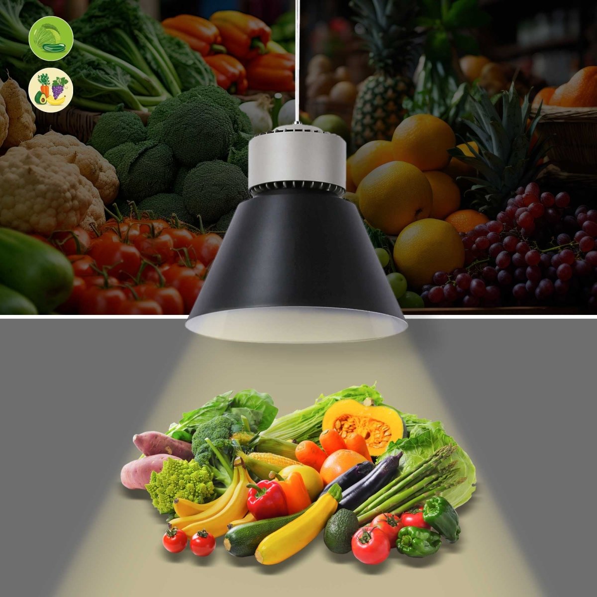 Campana LED 36W especial para fruterías y verdulerías  - Driver KeGu - Barcelona Led-