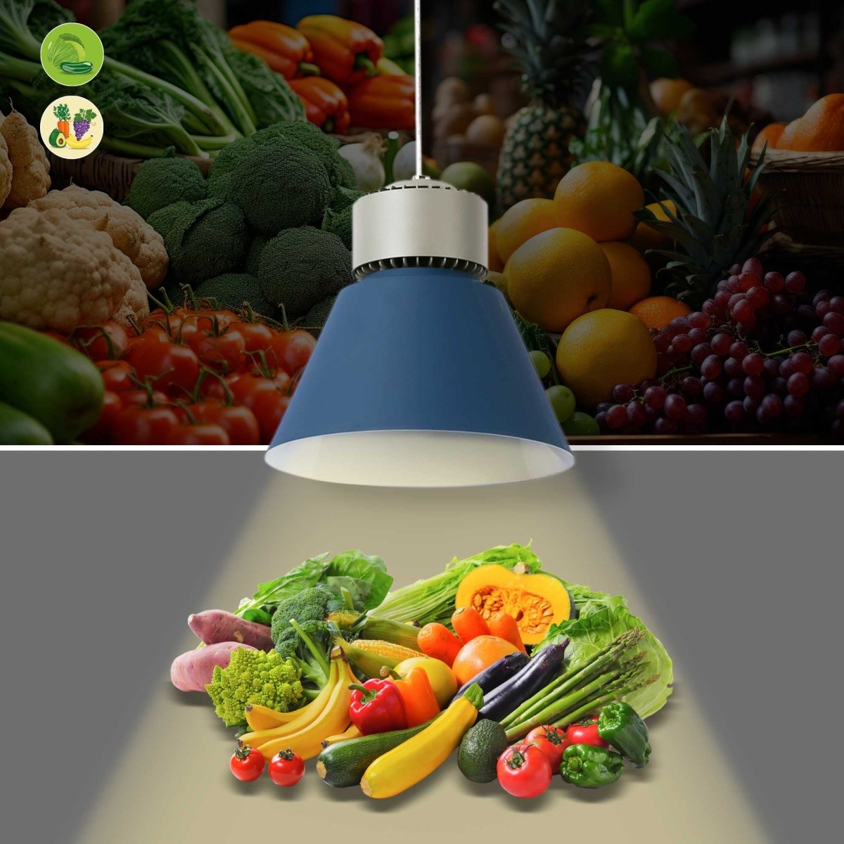 Campana LED 36W especial para fruterías y verdulerías  - Driver KeGu - Barcelona Led-