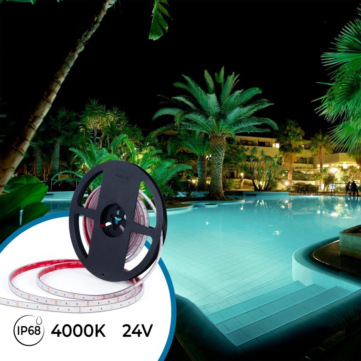 Tira LED 24V DC sumergible - Monocolor - 9.6W/m - 10mm - IP68 - 5 metros - 120ch/m - Barcelona Led-