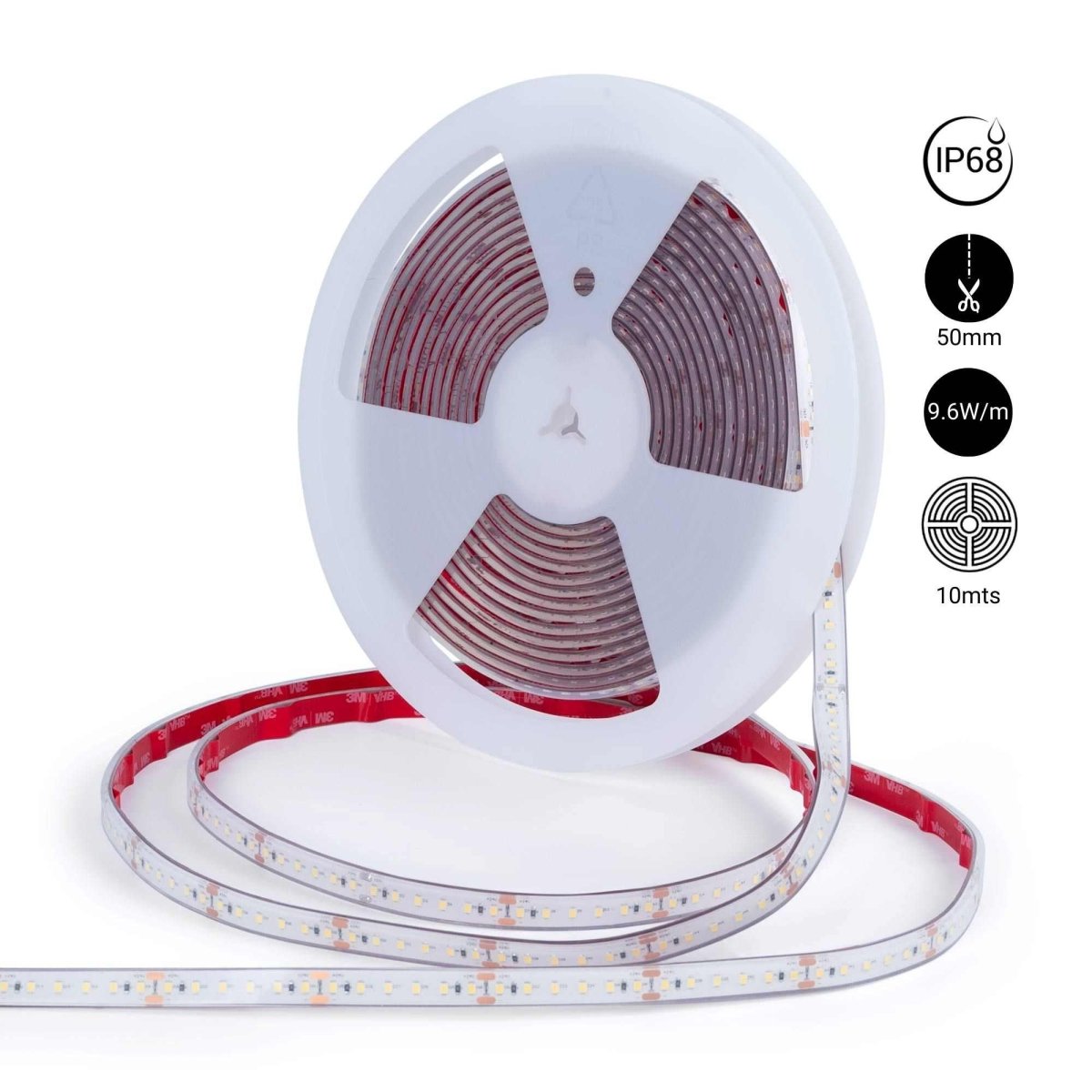 Tira LED 24V DC sumergible - Monocolor - 9.6W/m - 12mm - IP68 - 10 metros - 120ch/m - Barcelona Led-