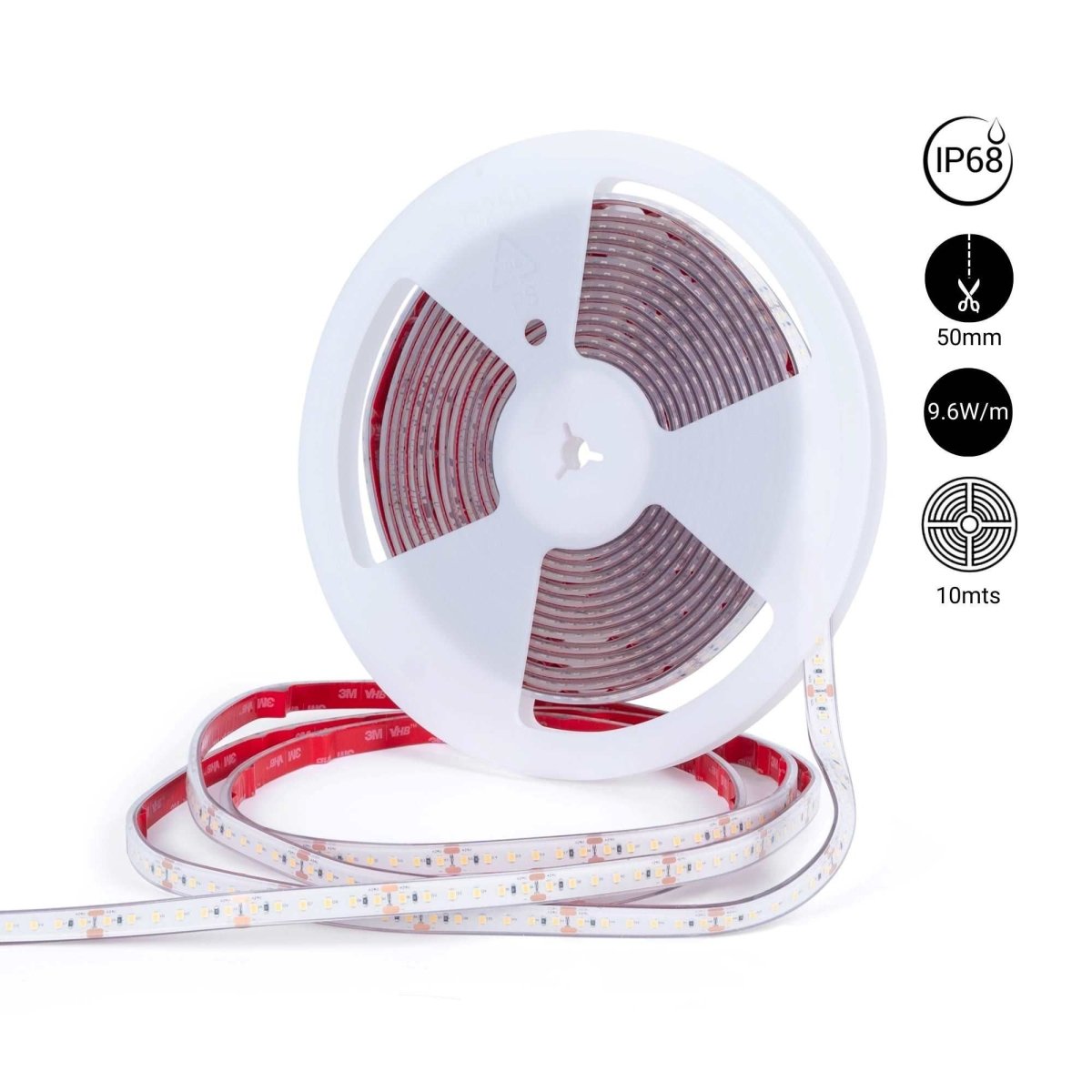 Tira LED 24V DC sumergible - Monocolor - 9.6W/m - 12mm - IP68 - 10 metros - 120ch/m - Barcelona Led-