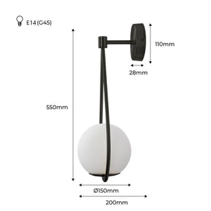 Aplique de pared bola cristal "Clara" - E14 (18)