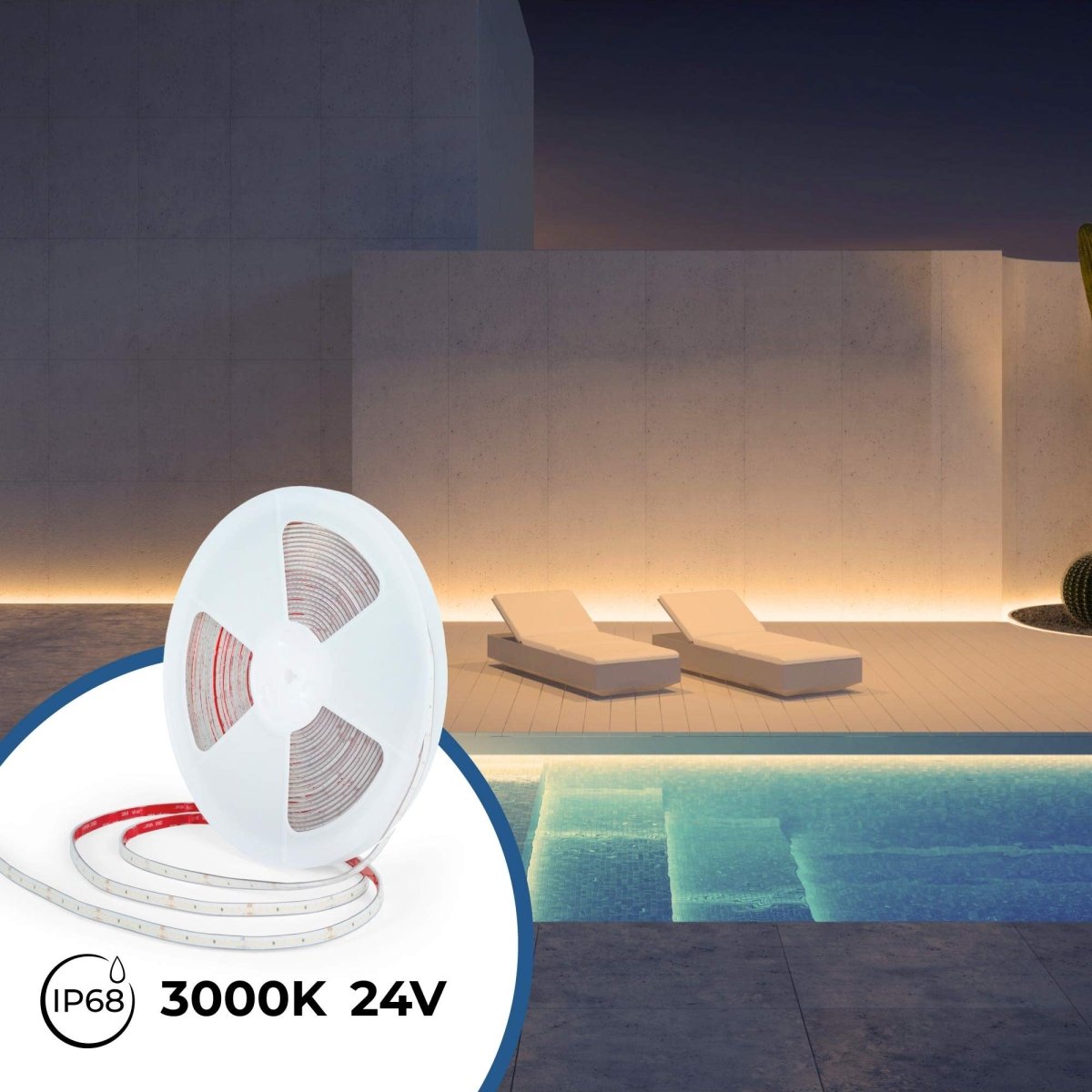 Tira LED 48V DC sumergible - Monocolor - 9.6W/m - 12mm - IP68 - 20 metros - 168ch/m - Barcelona Led-