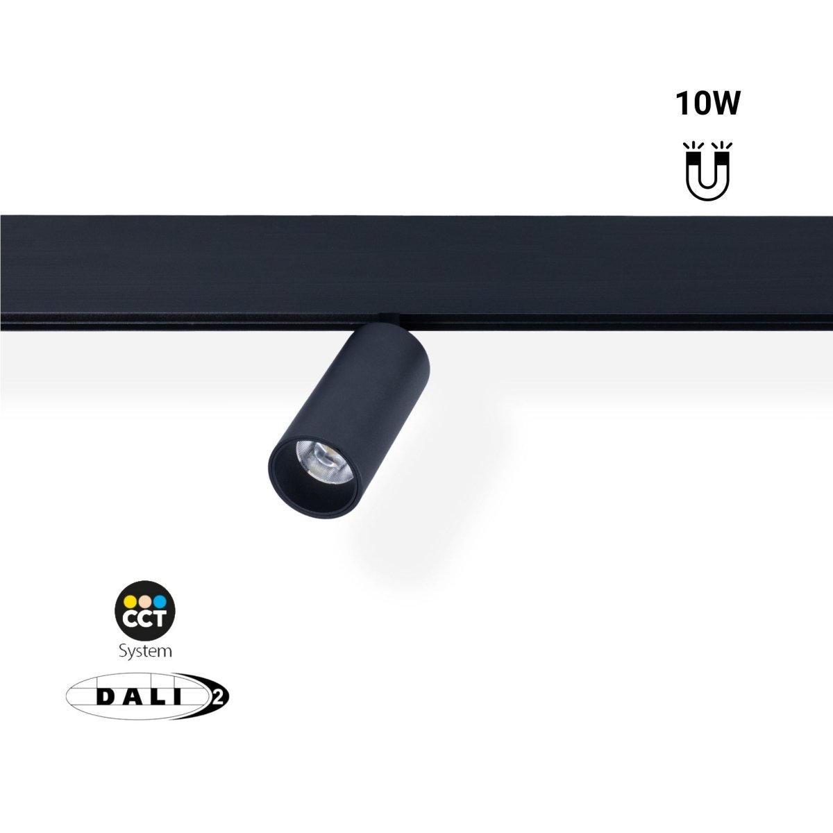 Foco LED para carril magnético 48V - 10W - DALI-2 regulable - Negro - Barcelona Led-