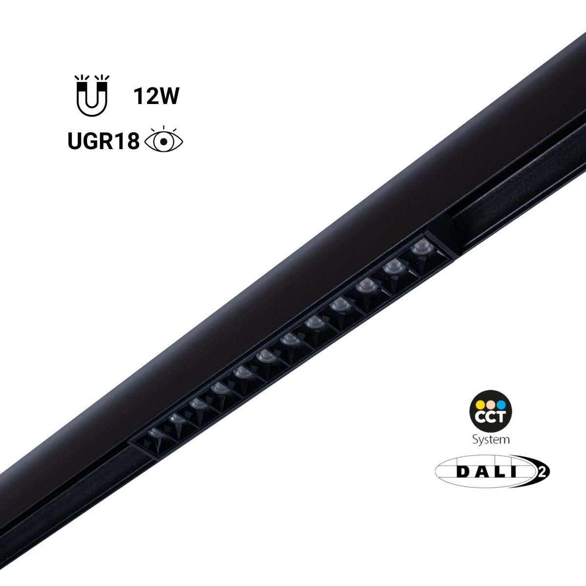 Foco lineal para carril magnético 48V CCT - 12W - DALI-2 regulable - UGR18 - Barcelona Led-