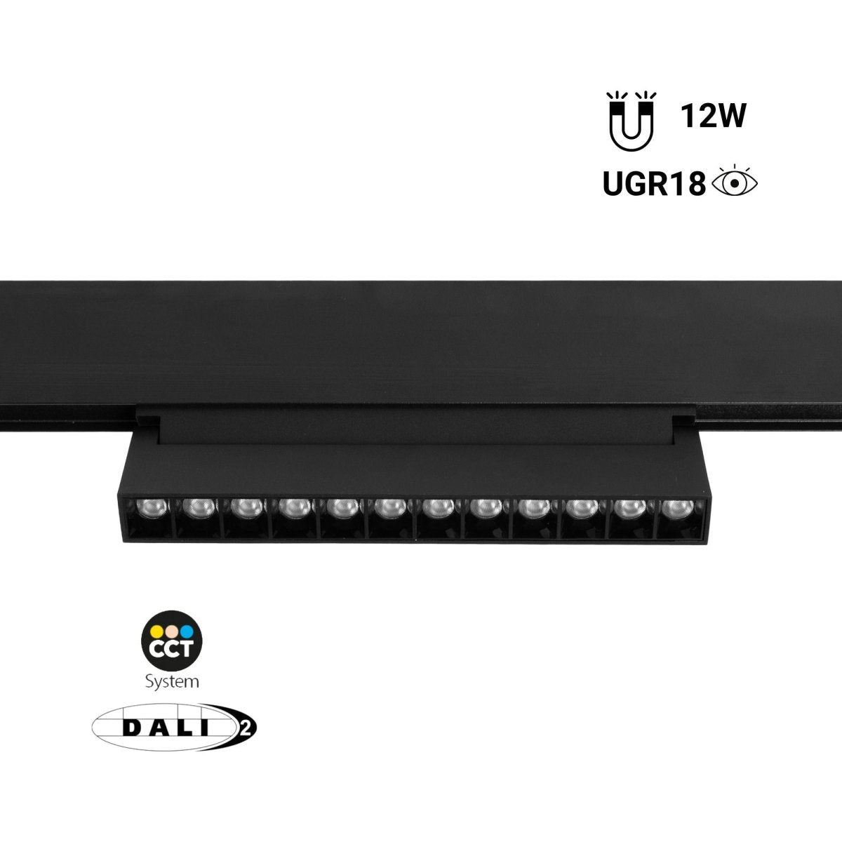 Foco lineal orientable para carril magnético 48V CCT - 12W - DALI regulable - UGR18 - Barcelona Led-