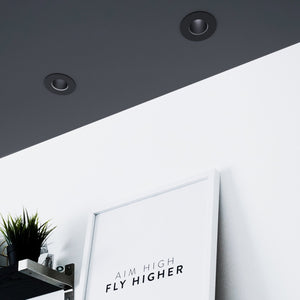 KIT Aro empotrable Ø90mm (gris/negro) + Bombilla GU10 6W + Portalámparas (1)