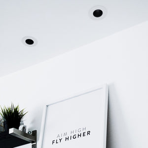 KIT Aro empotrable Ø90mm (blanco/negro) + Bombilla GU10 6W + Portalámparas (10)