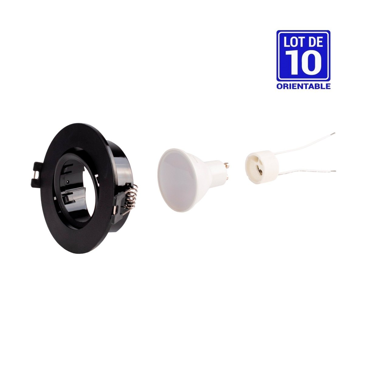 KIT x 10 - Aro downlight basculante + Bombilla GU10 5W + Casquillo GU10 - Barcelona Led-