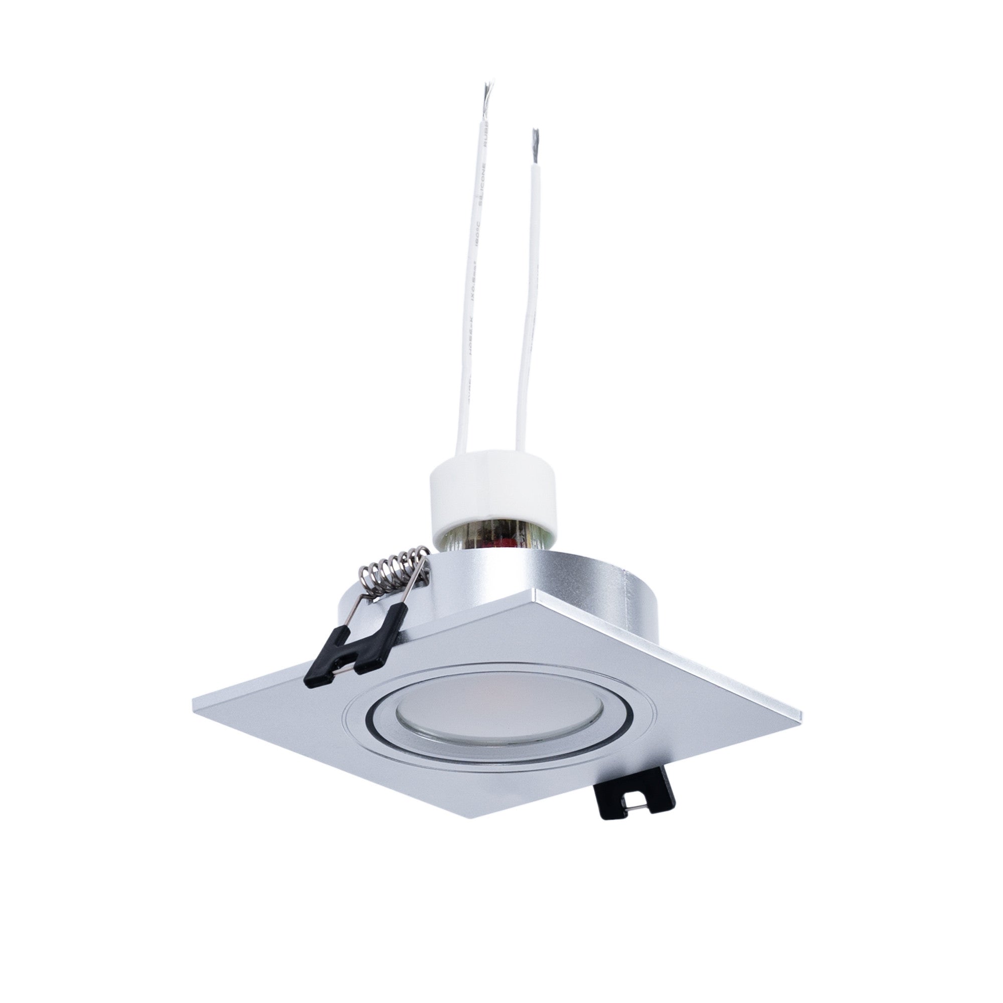 KIT Aro downlight cuadrado 93x93mm (plata) + Bombilla GU10 6W + Portalámparas