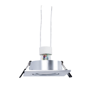 KIT Aro downlight cuadrado 93x93mm (plata) + Bombilla GU10 6W + Portalámparas (21)