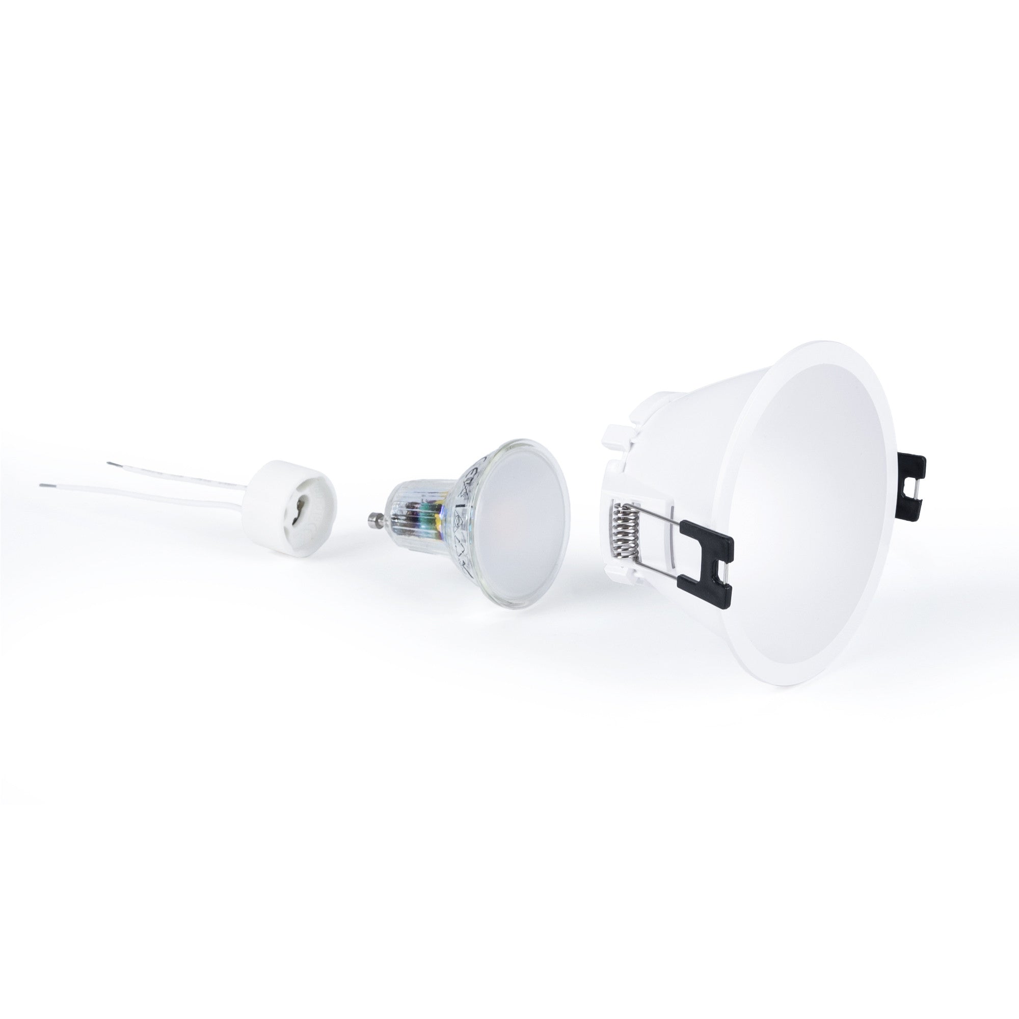 KIT Aro empotrable fijo Ø82mm + Bombilla GU10 6W + Portalámparas (3)