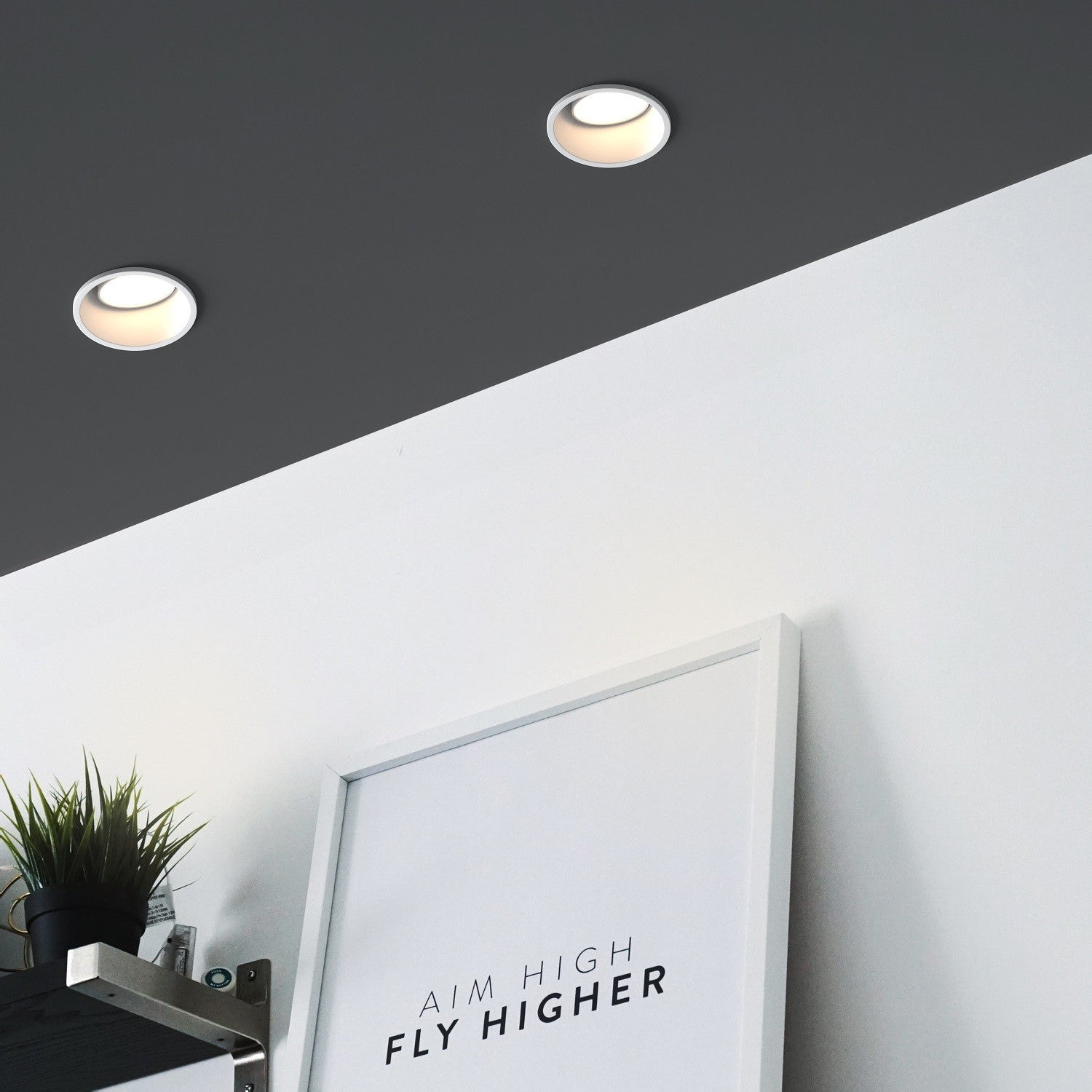 KIT Aro empotrable Ø93mm (blanco) + Bombilla GU10 6W + Portalámparas (3)