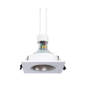 KIT Aro downlight cuadrado 93x93mm (blanco/champagne) + Bombilla GU10 6W + Portalámparas (19)