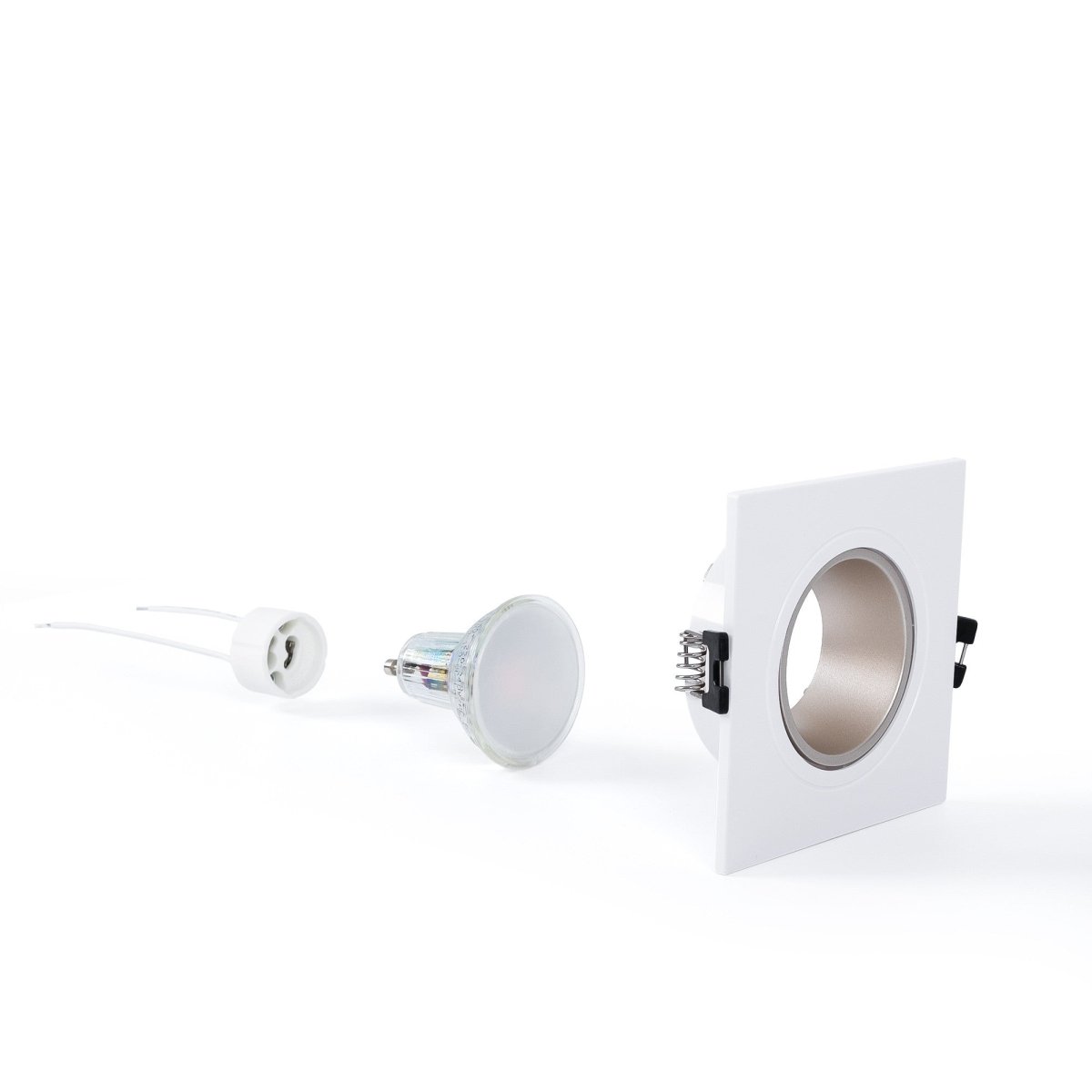 KIT Aro downlight cuadrado 93x93mm + Bombilla GU10 6W + Portalámparas - Barcelona Led-