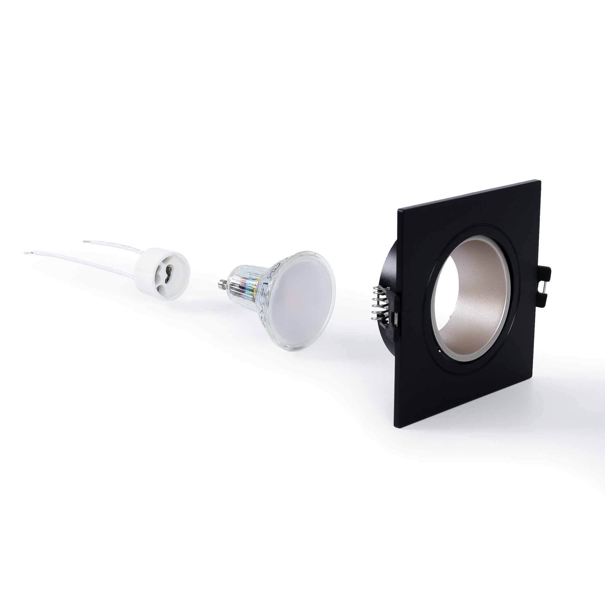 KIT Aro downlight cuadrado 93x93mm + Bombilla GU10 6W + Portalámparas (115)